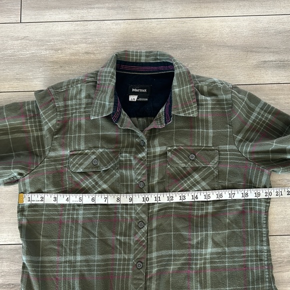 Marmot Bridget Long sleeve green flannel shirt women's size large - Picture 4 of 6